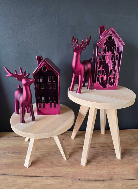 EGLO CATACOL Kerstdecoratie Set – Huisje LED + Hert Roze (Luxe Winter Duo)