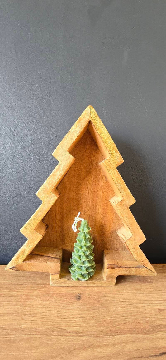 Mangohouten Kerstboom Bakje β Landelijke Kerstdecoratie 25 cm (Mini Art Products)