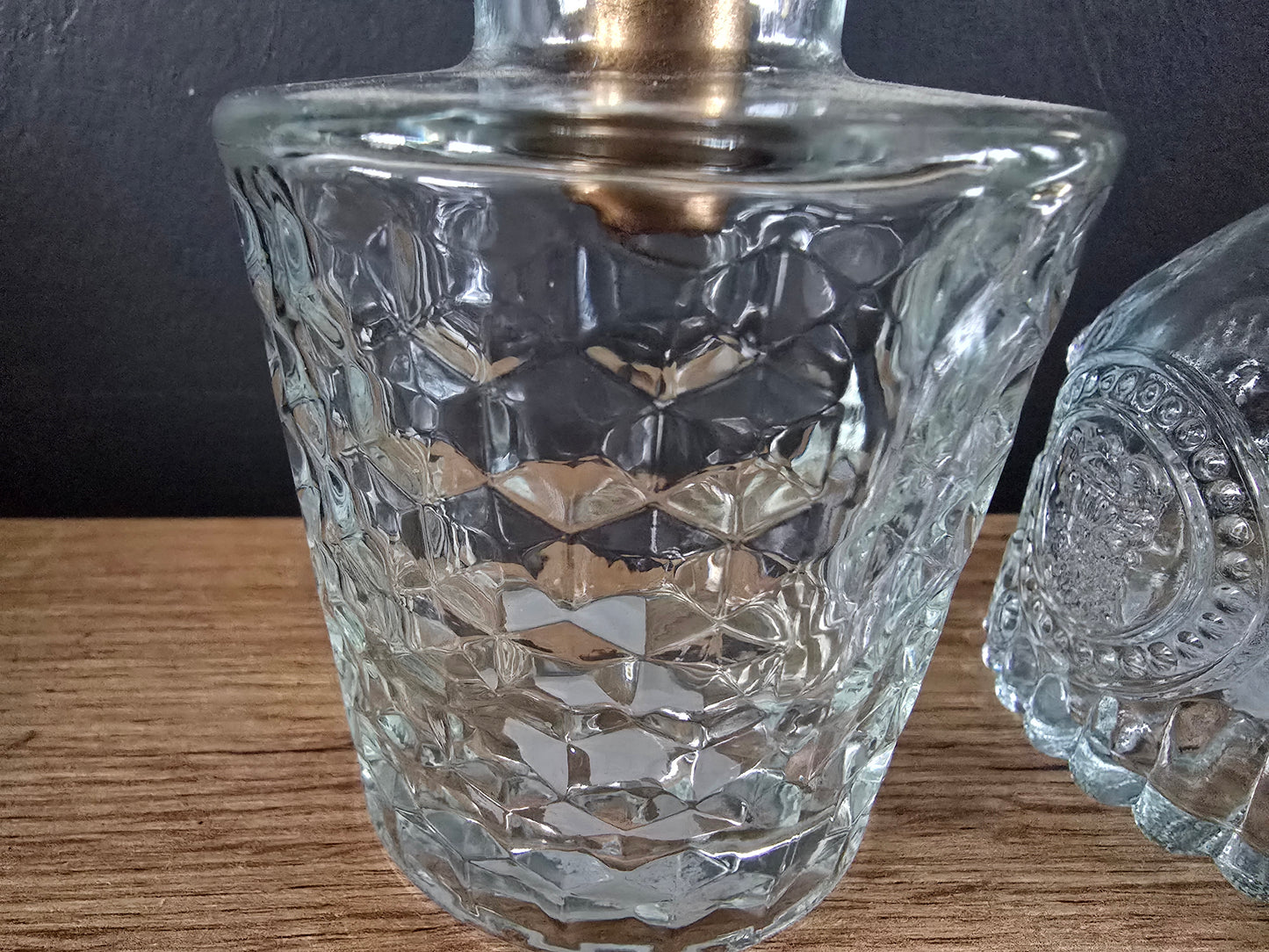 Glazen vaas kandelaar set met metalen dop (koper)