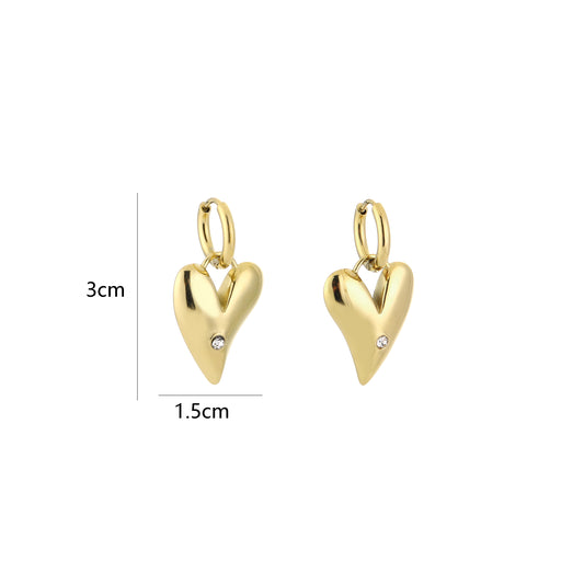 Shiny Heart Drop Earrings – Sunset Fashion (Gold)