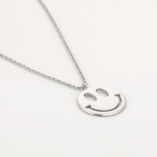 Smiley Pendant Necklace – Gold & Silver – Sunset Fashion