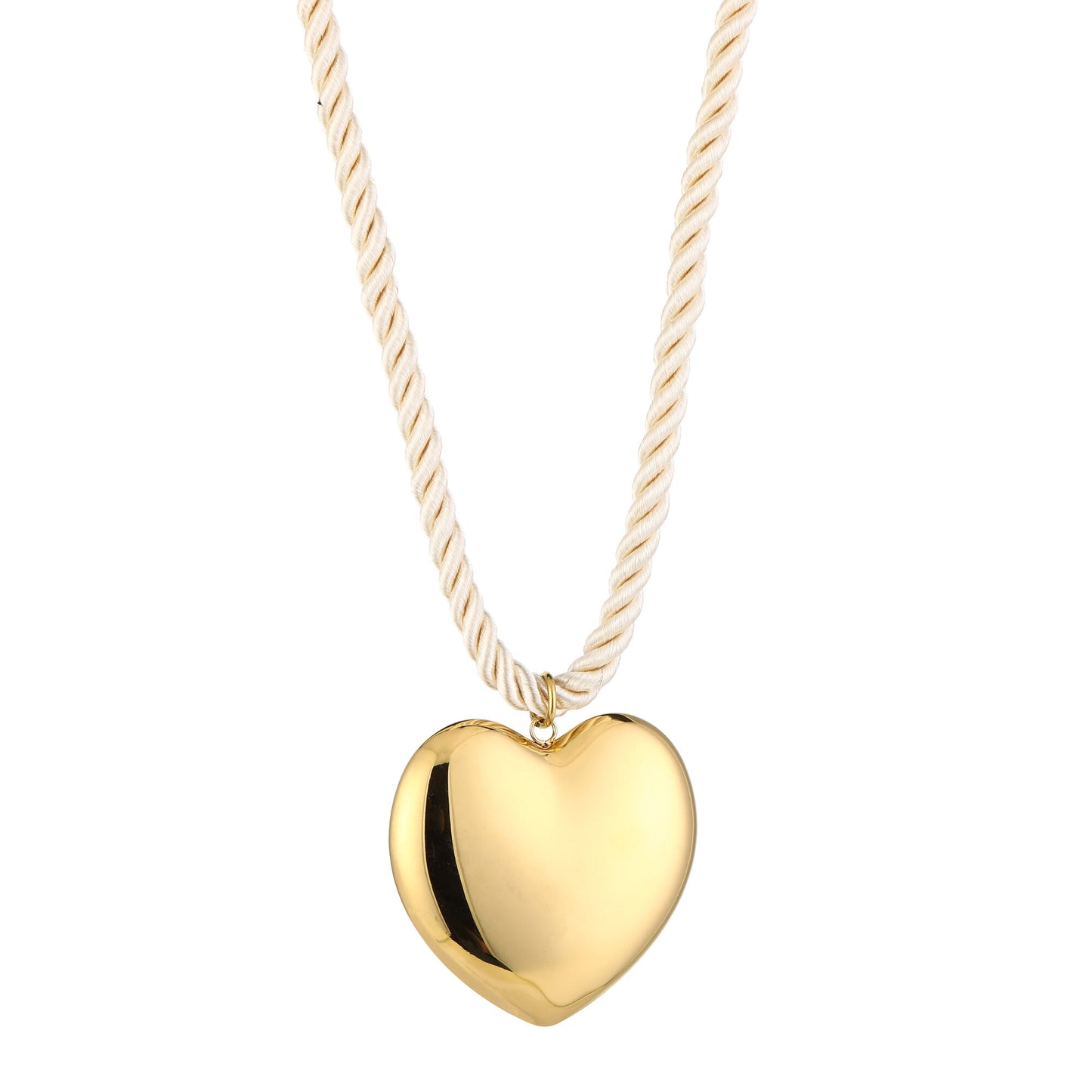 Heart rope necklace beige