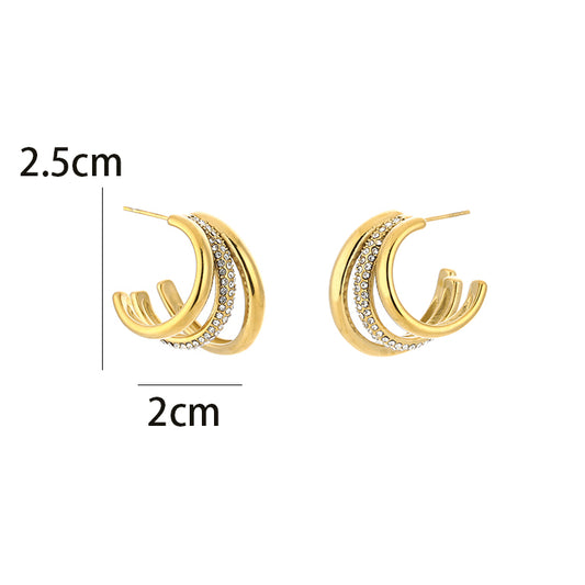 Triple Curve Hoops – Sunset Fashion (Gold)