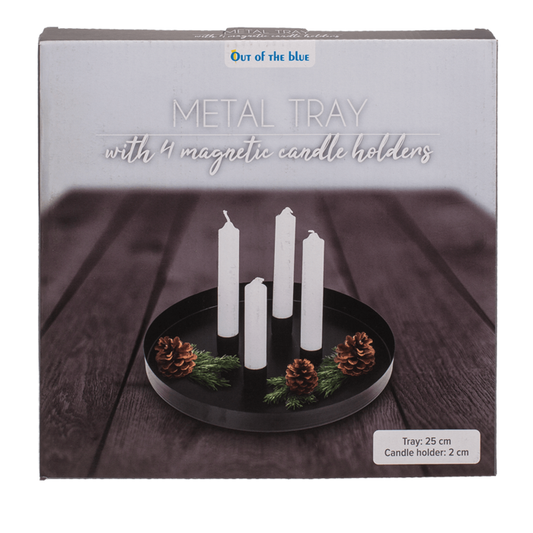 Out of the Blue – Ronde Metalen Kaarsenhouder met 4 Magnetische Houders (Ø 25 cm)