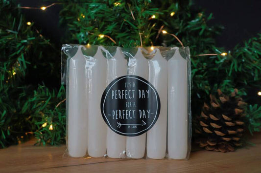 Rustik Lys Kleine Dinerkaarsen – Set van 6 (Champagne, Vanille & Camel)