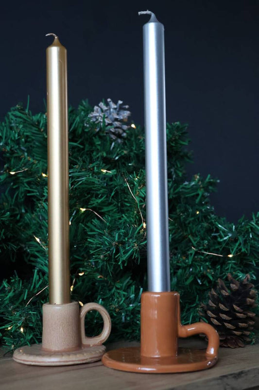 Rustik Lys Metallic Dinerkaarsen – Goud & Zilver (11 Uur Brandduur)