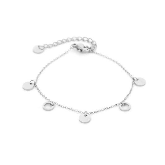 Minimal Round Charm Armband – Zilver – Stainless Steel – Sunset Fashion
