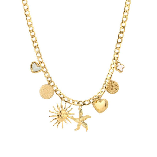 Gouden Sunshine Charms Ketting – Betekenisvol, Trendy & Luxe Stainless Steel