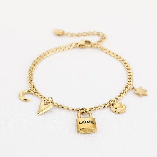 LOVE Charm Armband – Stainless Steel – Sunset Fashion