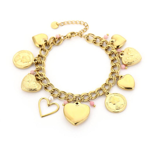 Gouden Glam Bedelarmband – Stainless Steel – Sunset Fashion