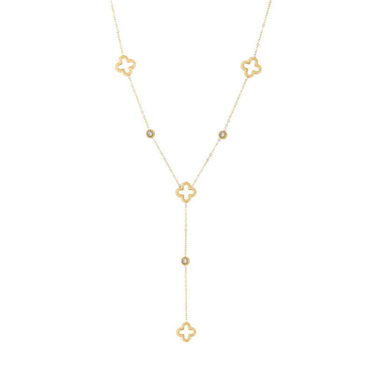 Golden Clover Necklace – Gouden Klaver Ketting voor Geluk & Elegantie (Stainless Steel)