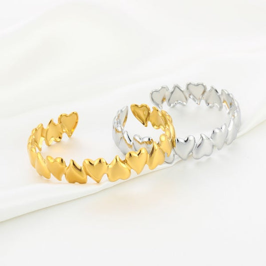 Heart Bangle Bracelet – Sunset Fashion (Gold & Silver)