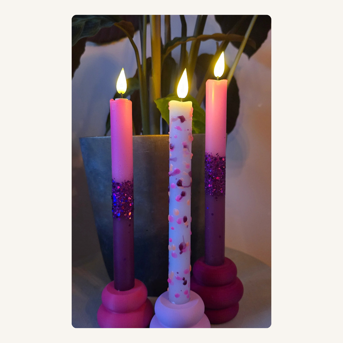 LED dinerkaars paars-roze glitter