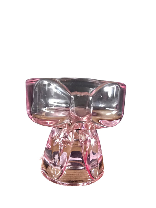 Glazen kandelaartje – roze (7 cm)