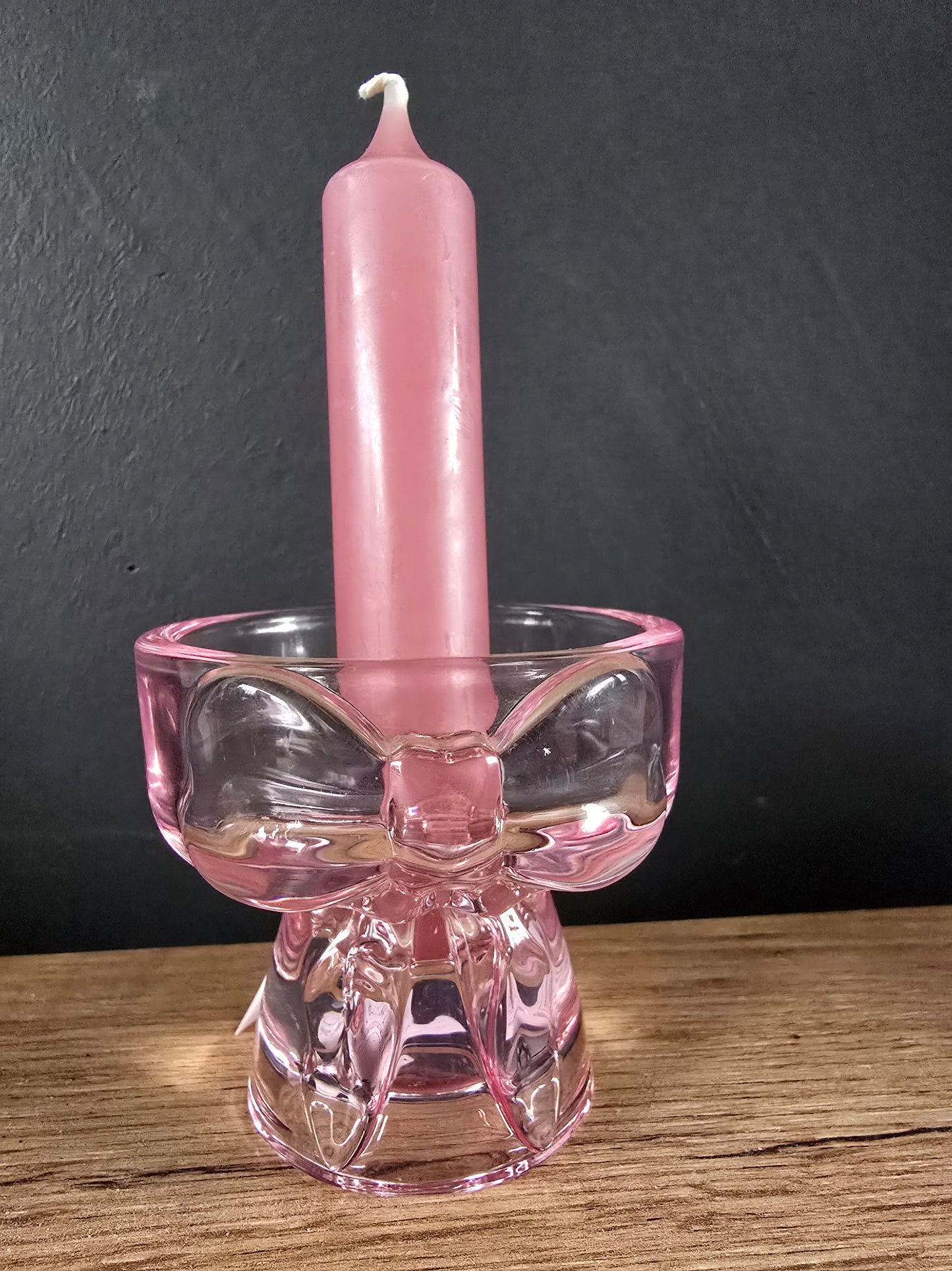 Glazen kandelaartje – roze (7 cm)