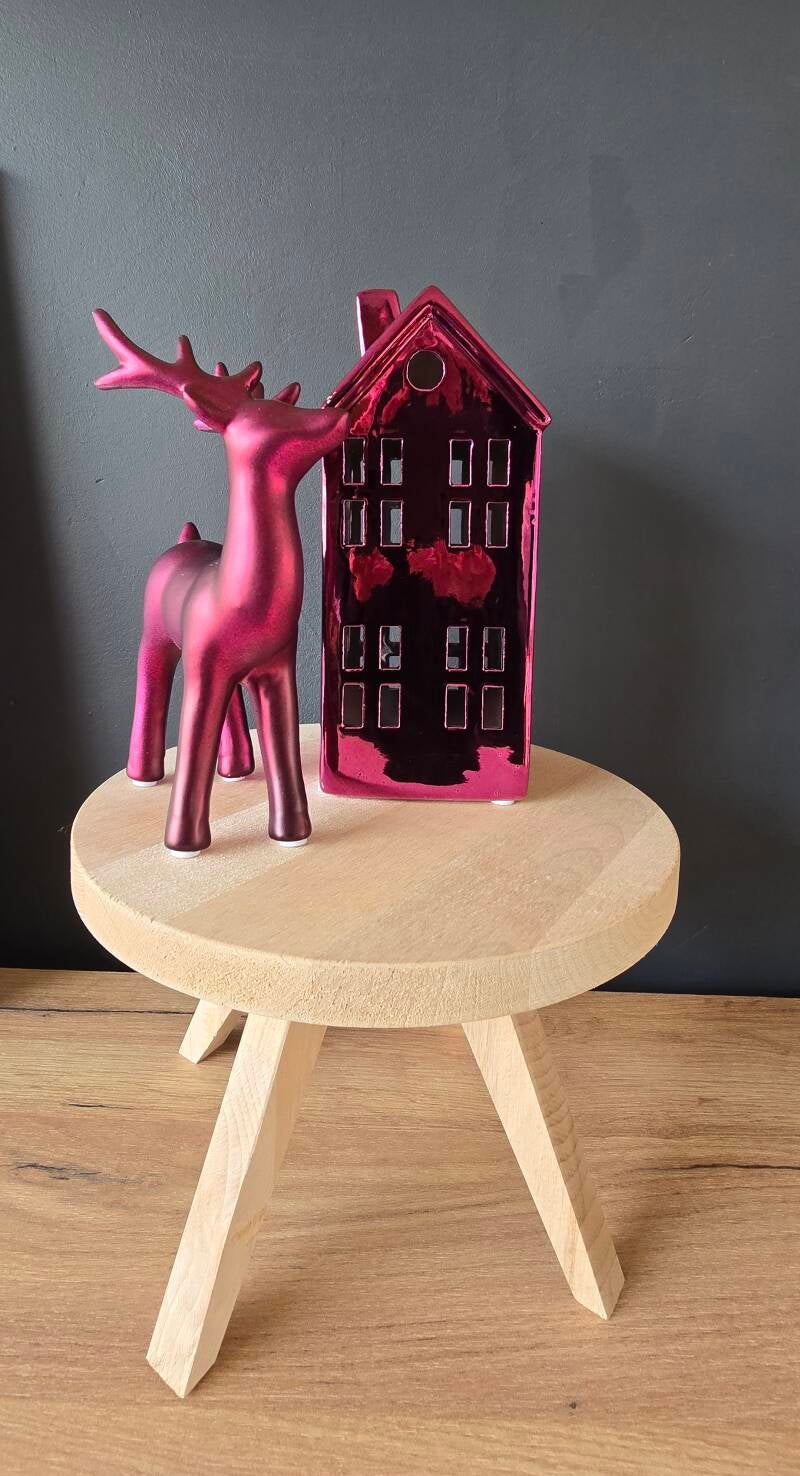 EGLO CATACOL Kerstdecoratie Set – Huisje LED + Hert Roze (Luxe Winter Duo)