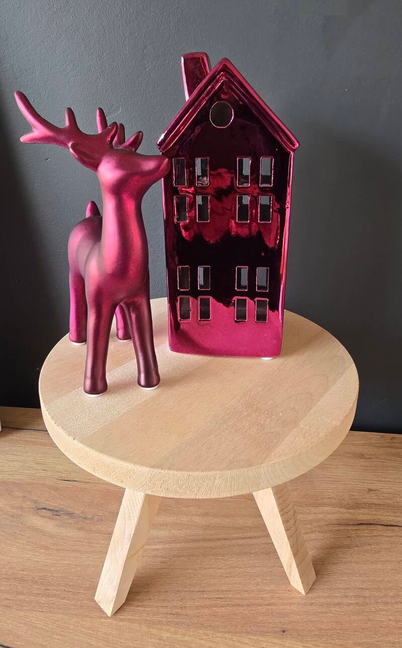 EGLO CATACOL Kerstdecoratie Set – Huisje LED + Hert Roze (Luxe Winter Duo)