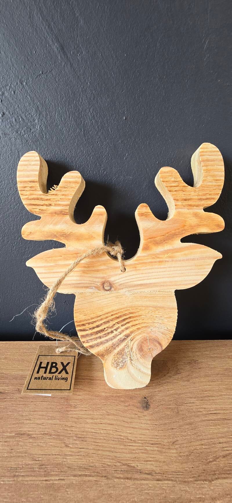 Houten Rendier Hanger – Landelijke Mango Kerstdecoratie 20 cm (Staand & Hangend)