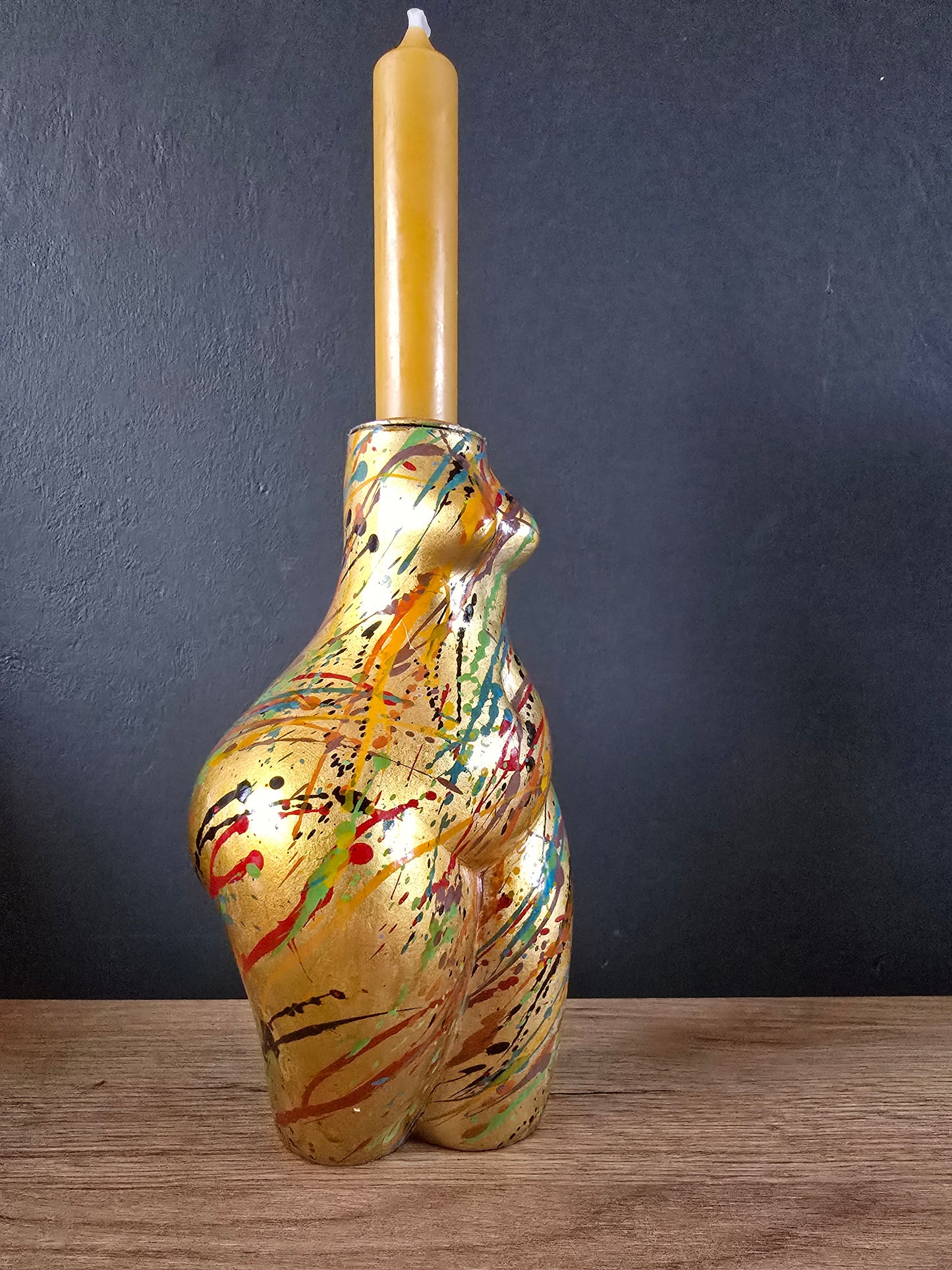 Hars dame kandelaar goud splash