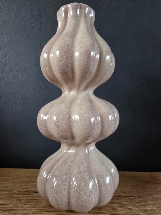 Beige Aardewerk Kandelaar Trio