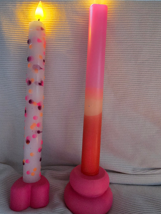 LED dinerkaars handgedipt – rood, neon oranje & roze