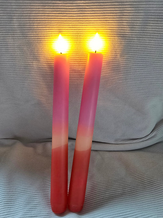 LED dinerkaars handgedipt – rood, neon oranje & roze