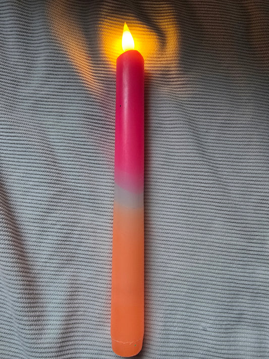 LED dinerkaars handgedipt – oranje, crème & roze