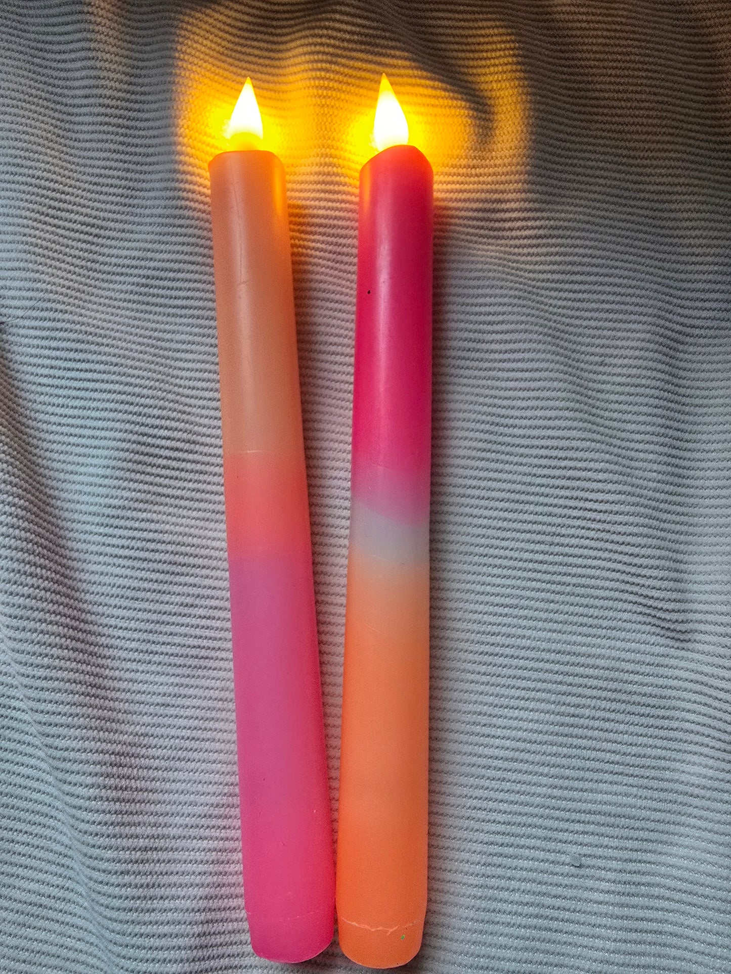 LED dinerkaars handgedipt – oranje, crème & roze