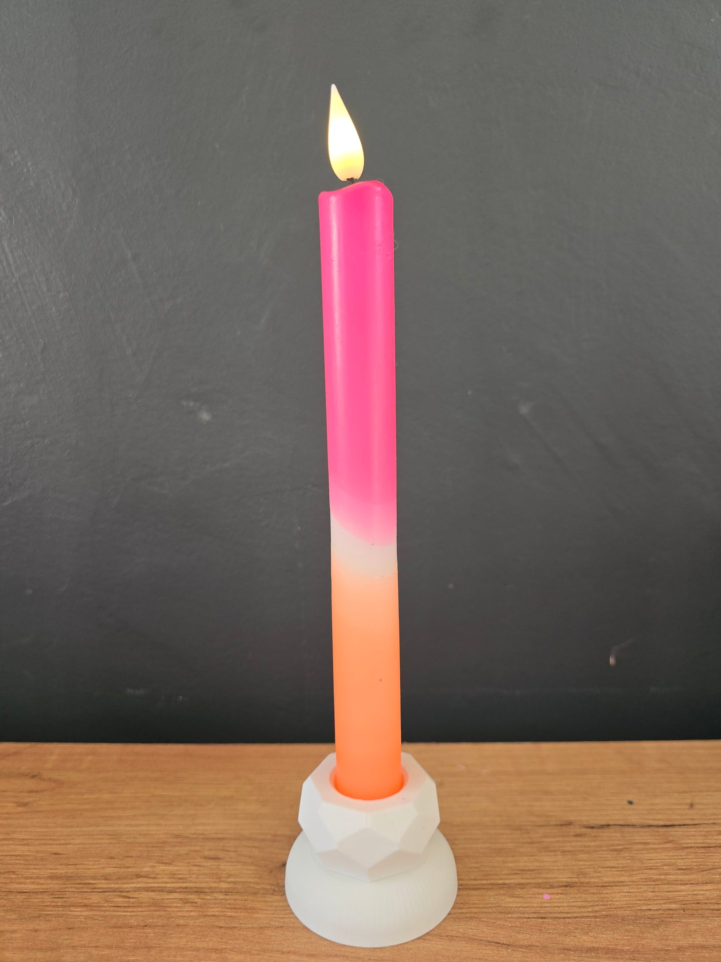 LED dinerkaars handgedipt – oranje, crème & roze