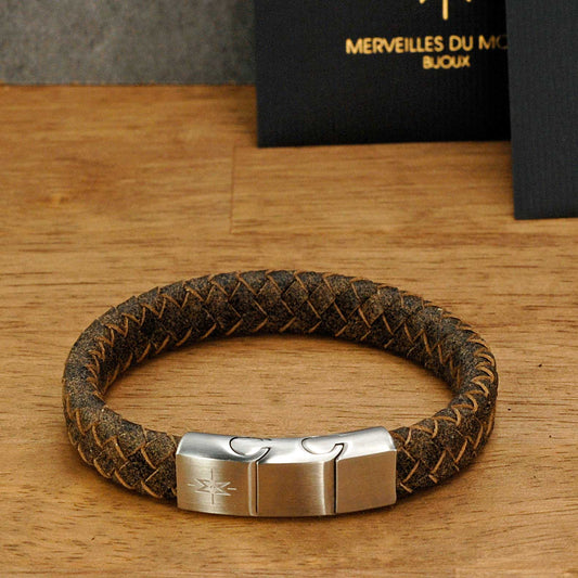 Leren herenarmband bruin