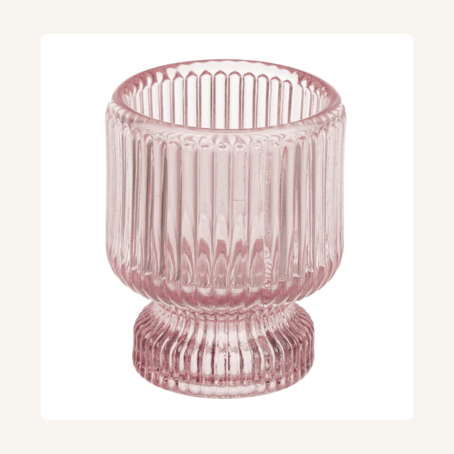 Giftset glazen theelichthouder & pastel kaarsen