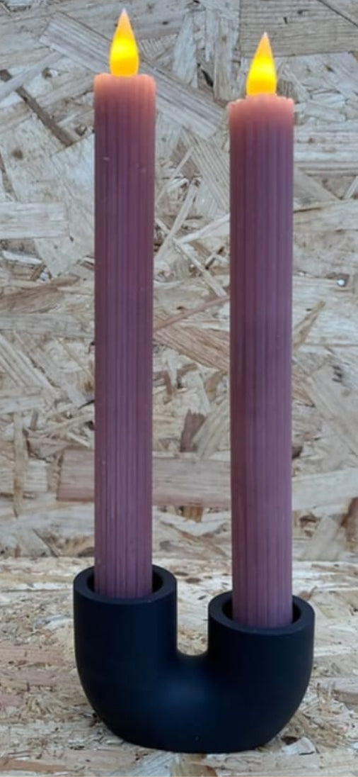 set van 2 | Rib LED dinerkaars mauve