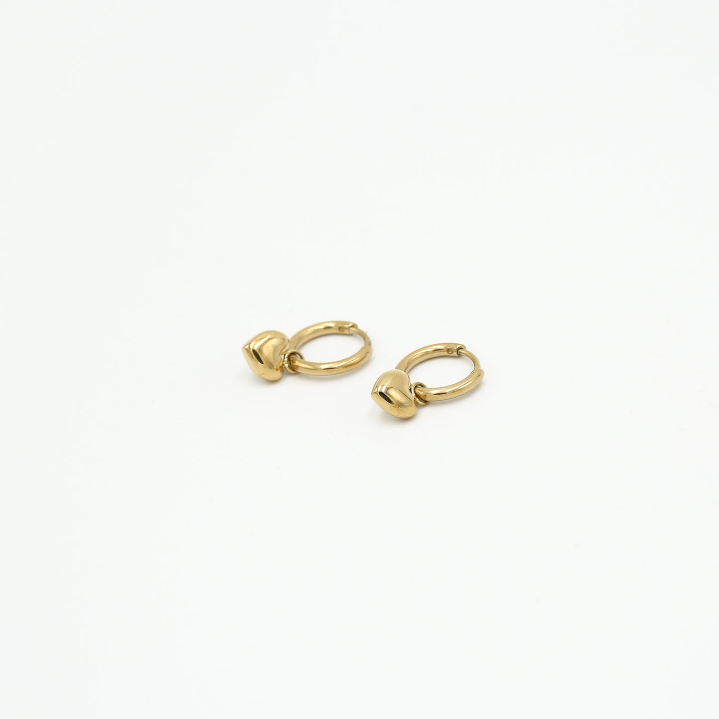heart charm hoop earrings gold