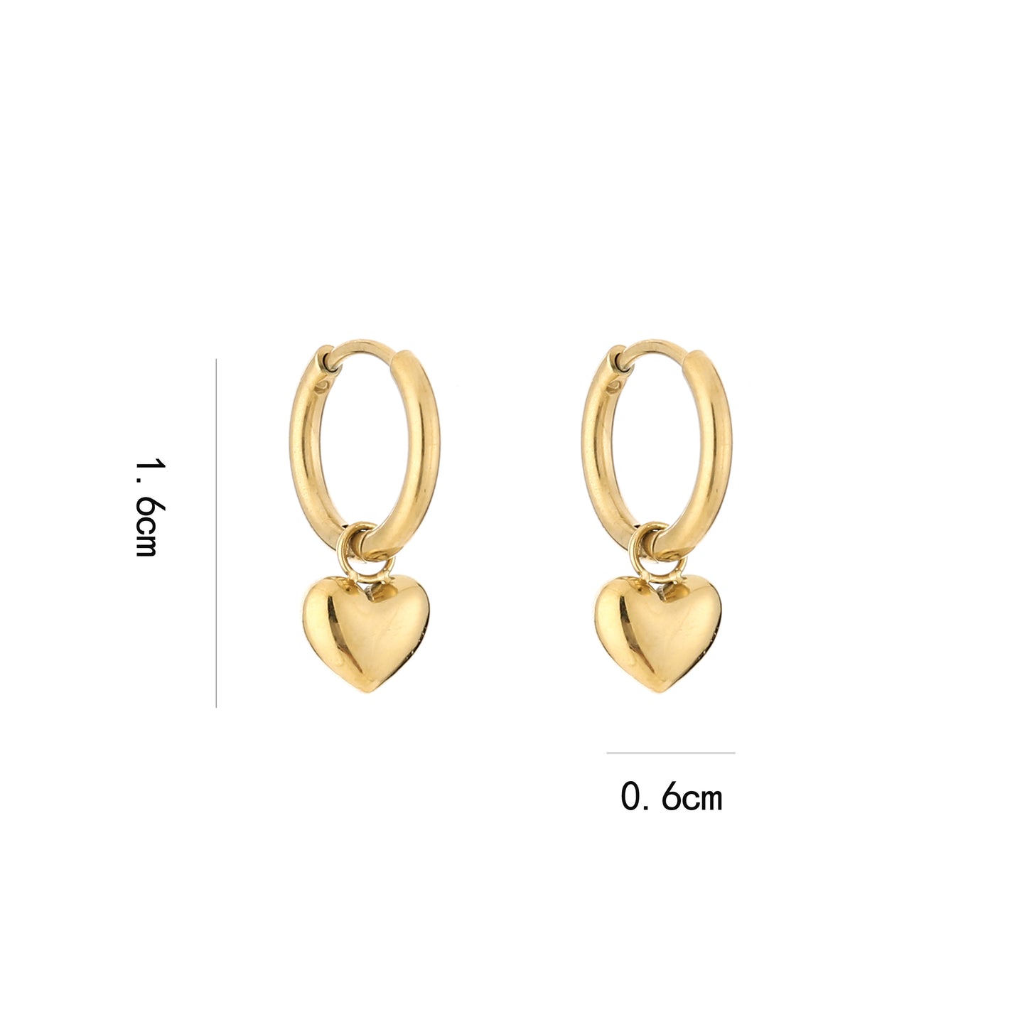 heart charm hoop earrings gold