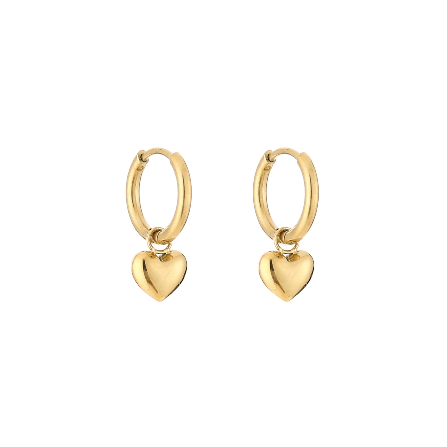 heart charm hoop earrings gold