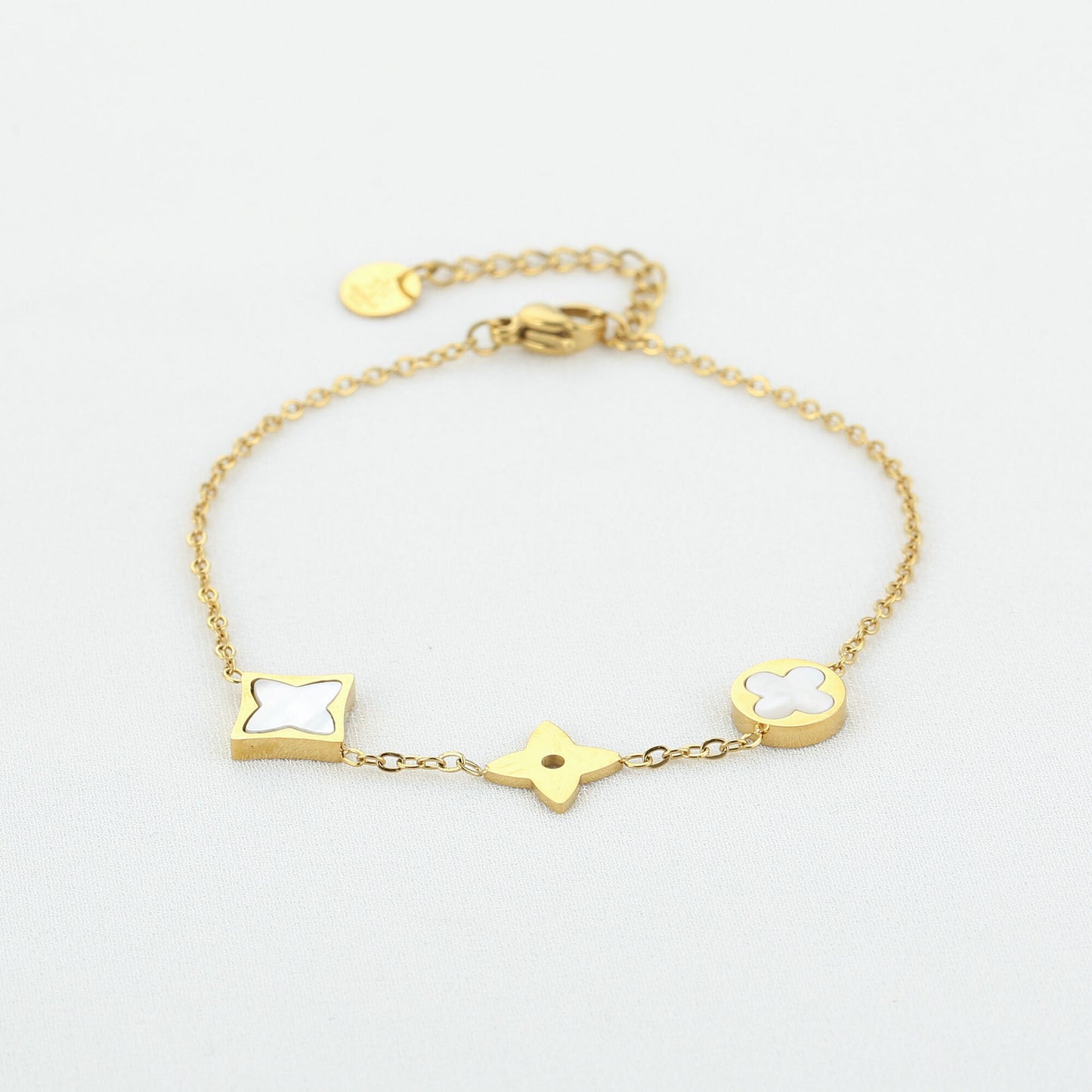 Klaverbedel armband – Parelmoer