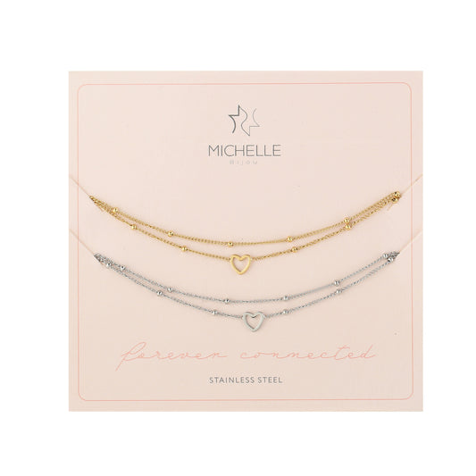 Forever Connected Duo Bracelet Set – Sunset Fashion (Gold & Silver)