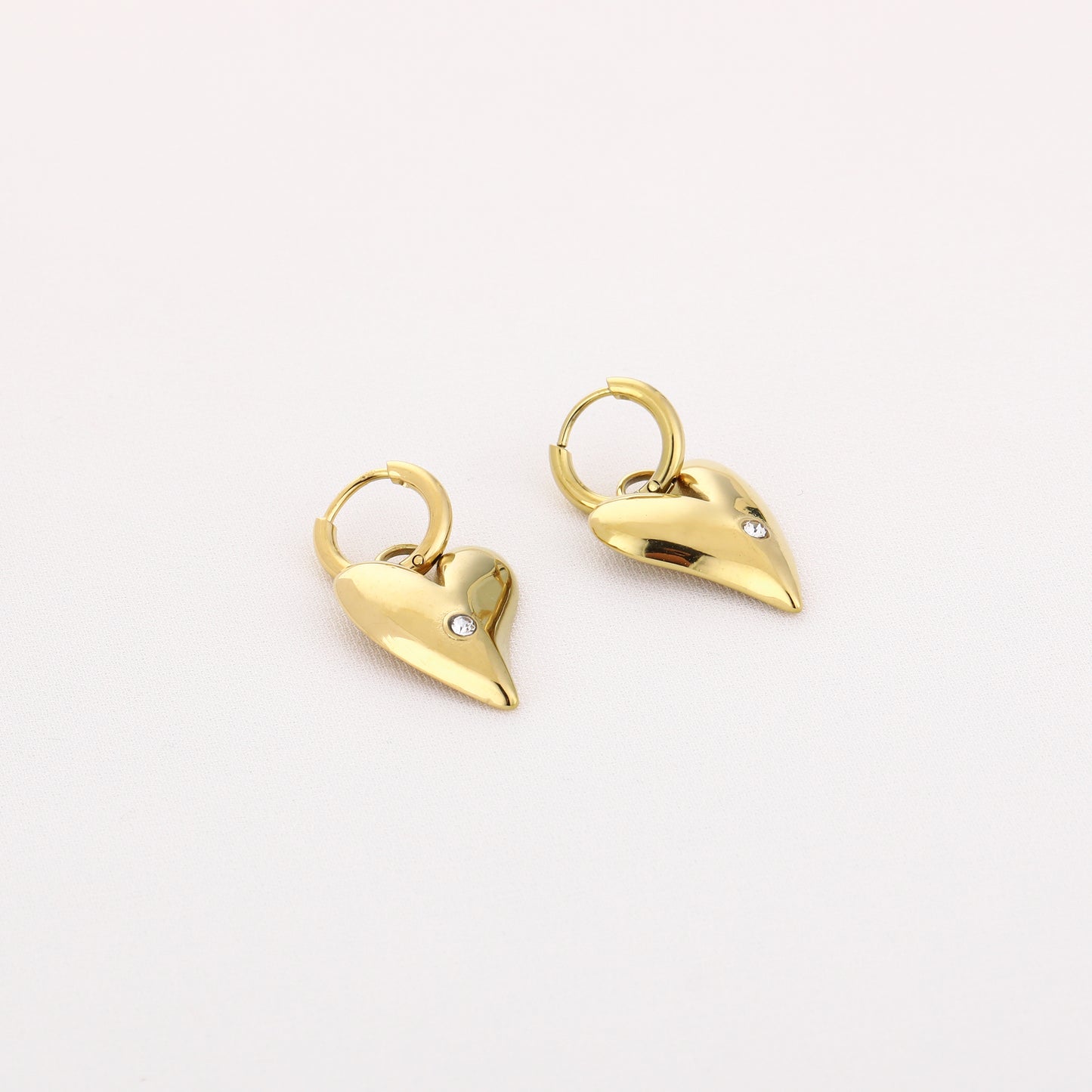Shiny Heart Drop Earrings