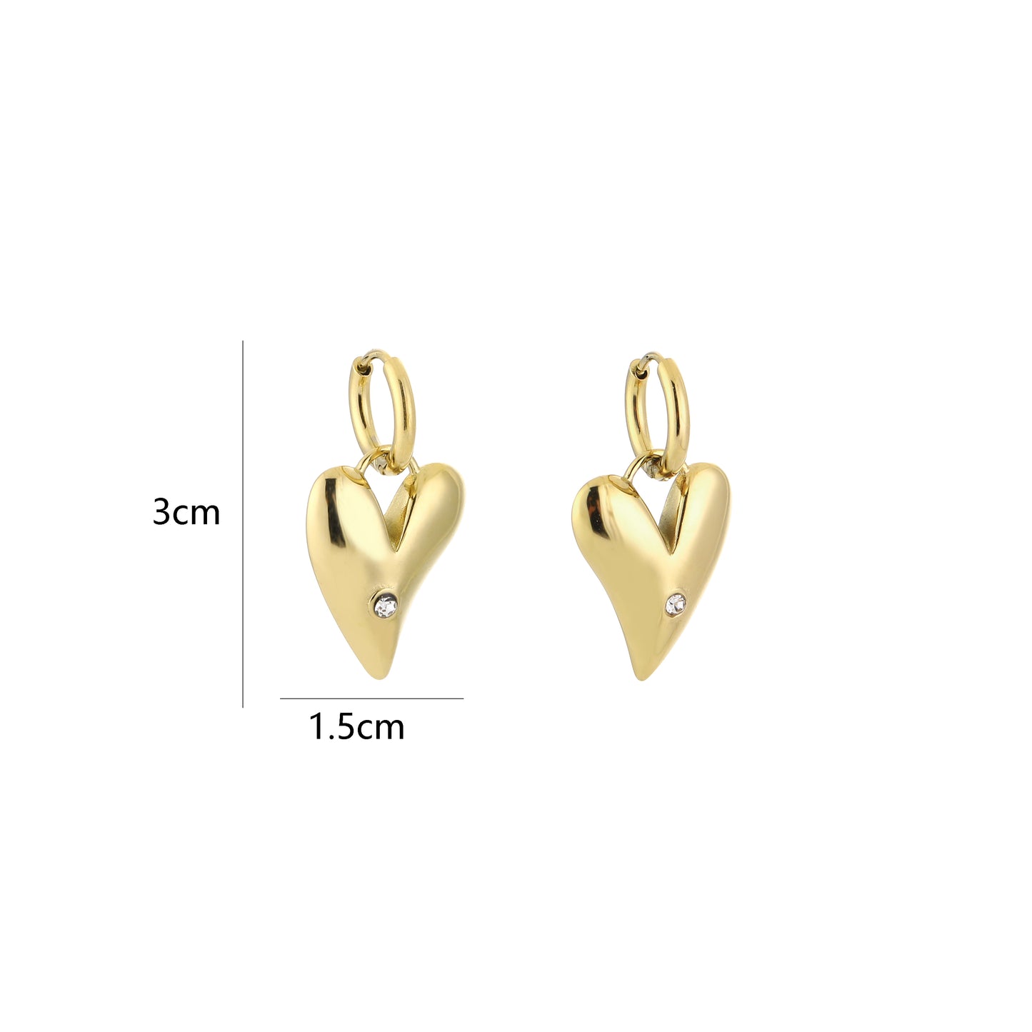 Shiny Heart Drop Earrings