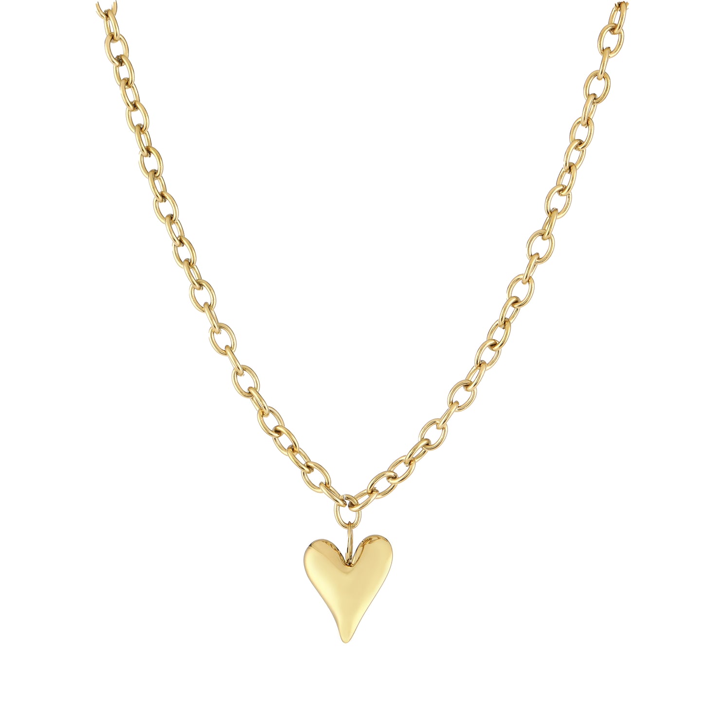 Heart Chain Necklace Gold