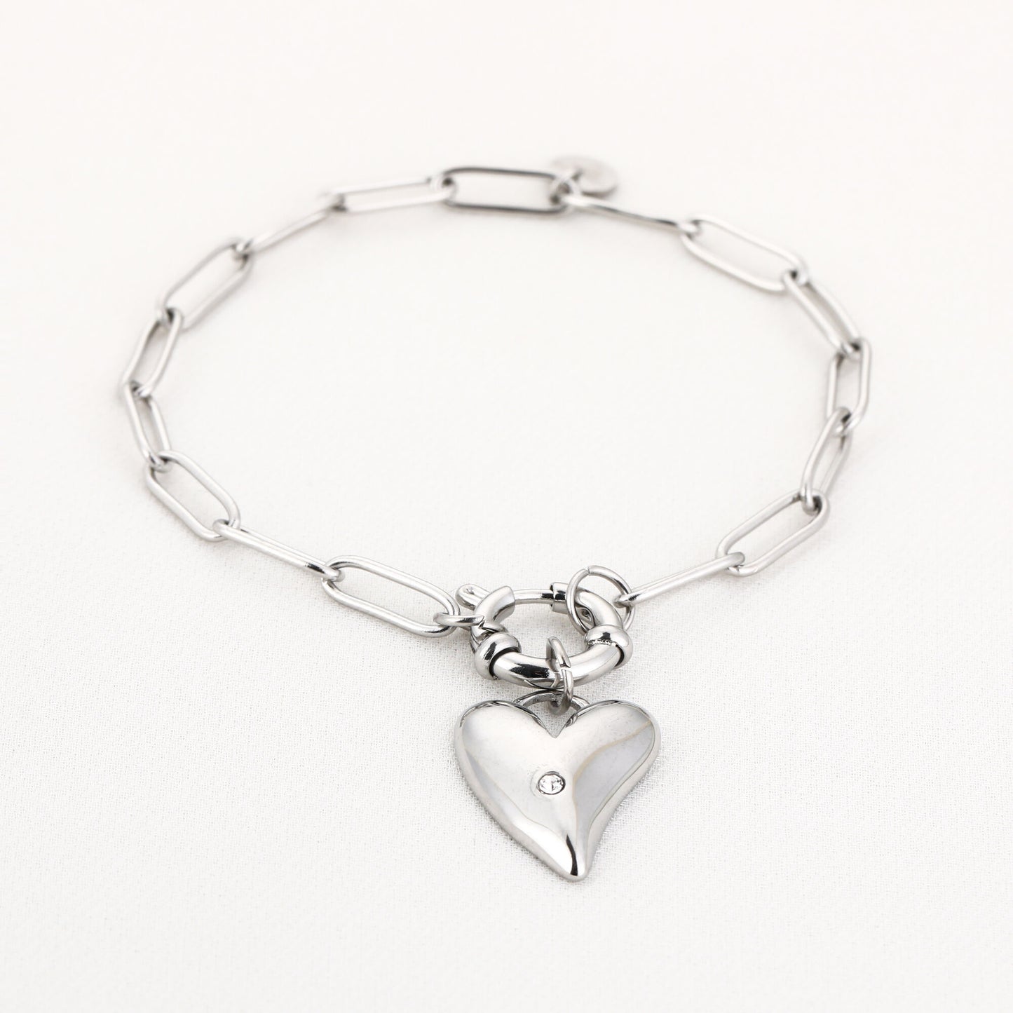 Heart T-Bar Chain Bracelet Silver
