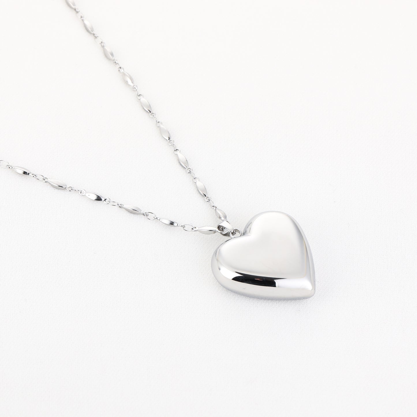 Heart Long Necklace Silver