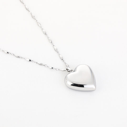 Heart Long Necklace Silver