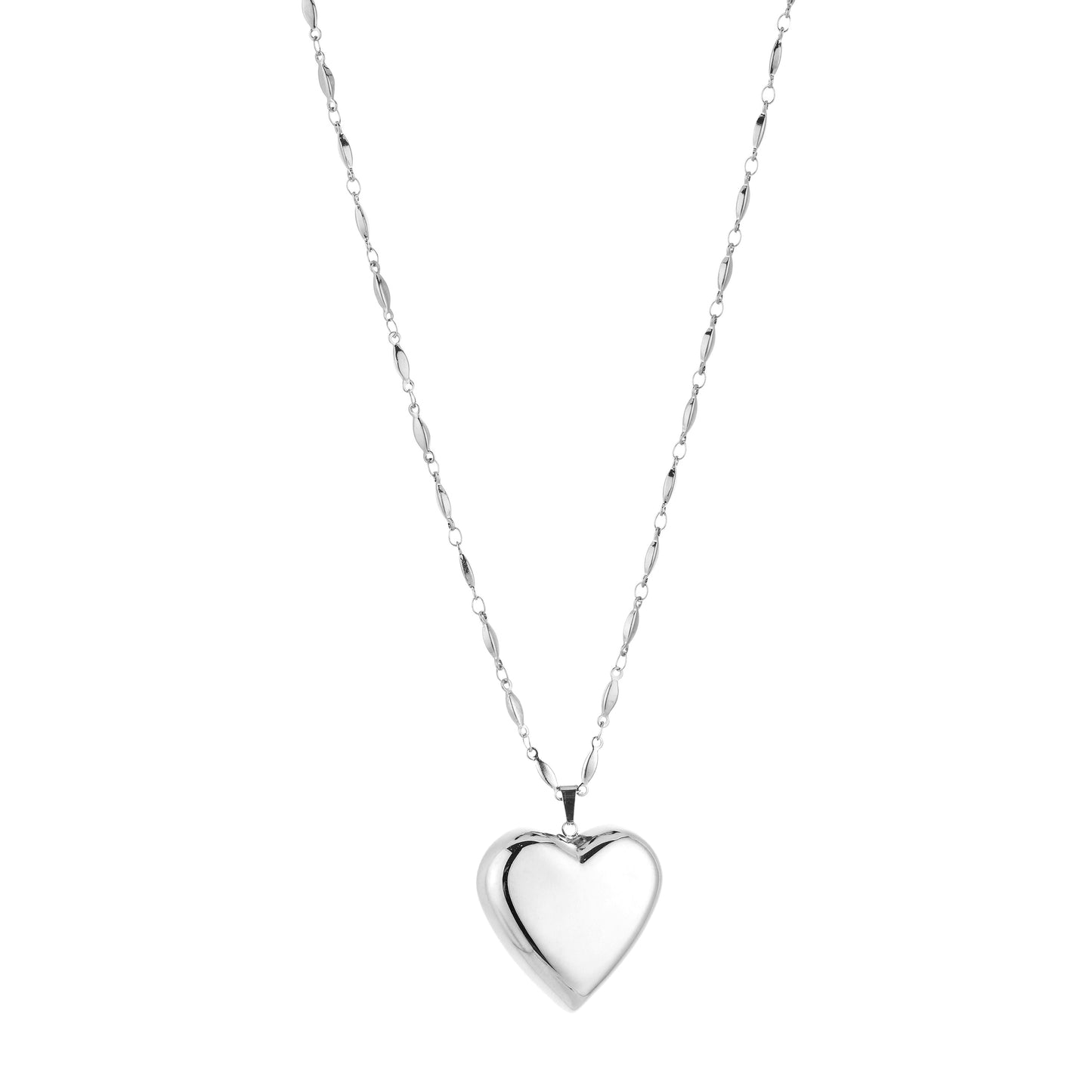 Heart Long Necklace Silver