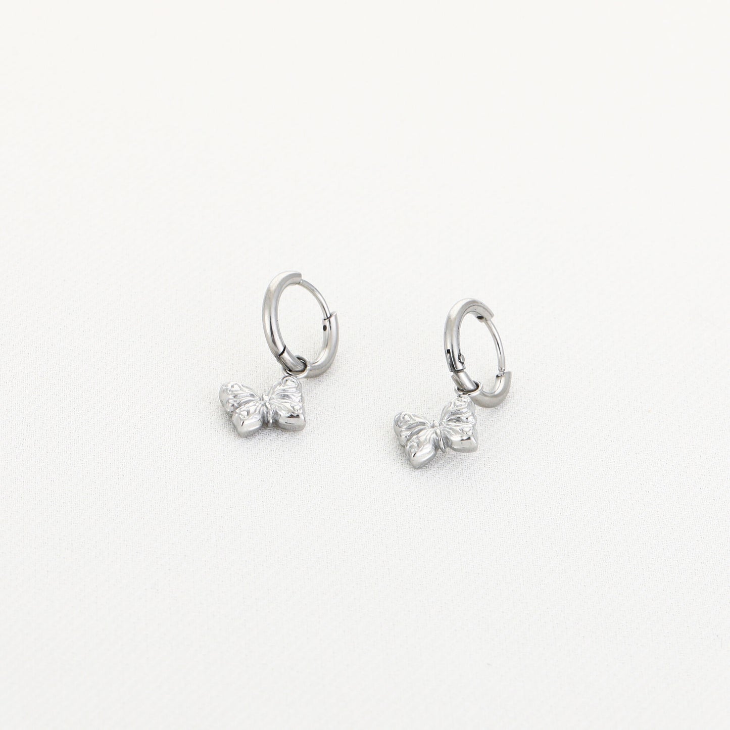 butterfly hoop earrings silver
