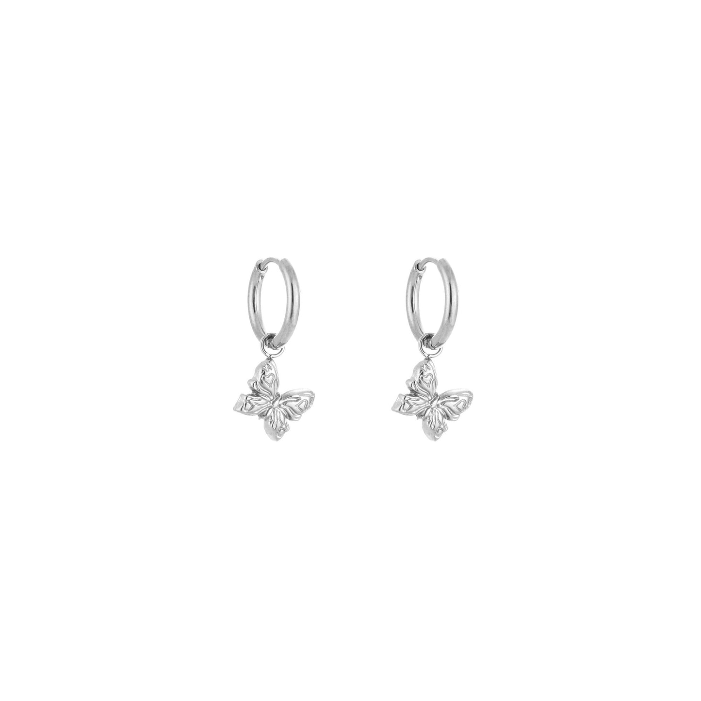 butterfly hoop earrings silver