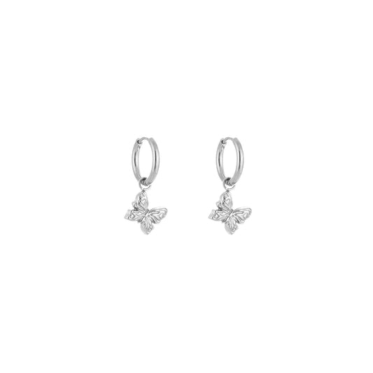 butterfly hoop earrings silver