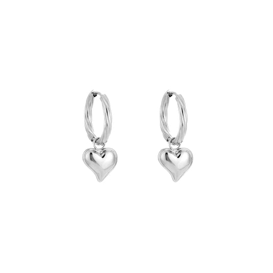 heart charm hoops