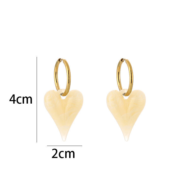 Beige Heart Hoop Earrings
