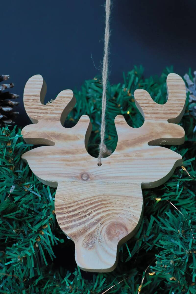 Houten Rendier Hanger – Landelijke Mango Kerstdecoratie 20 cm (Staand & Hangend)